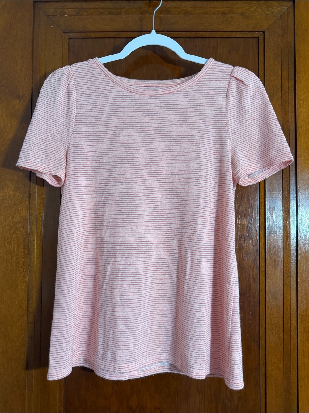 LOFT Pink Striped Short Sleeve Tee